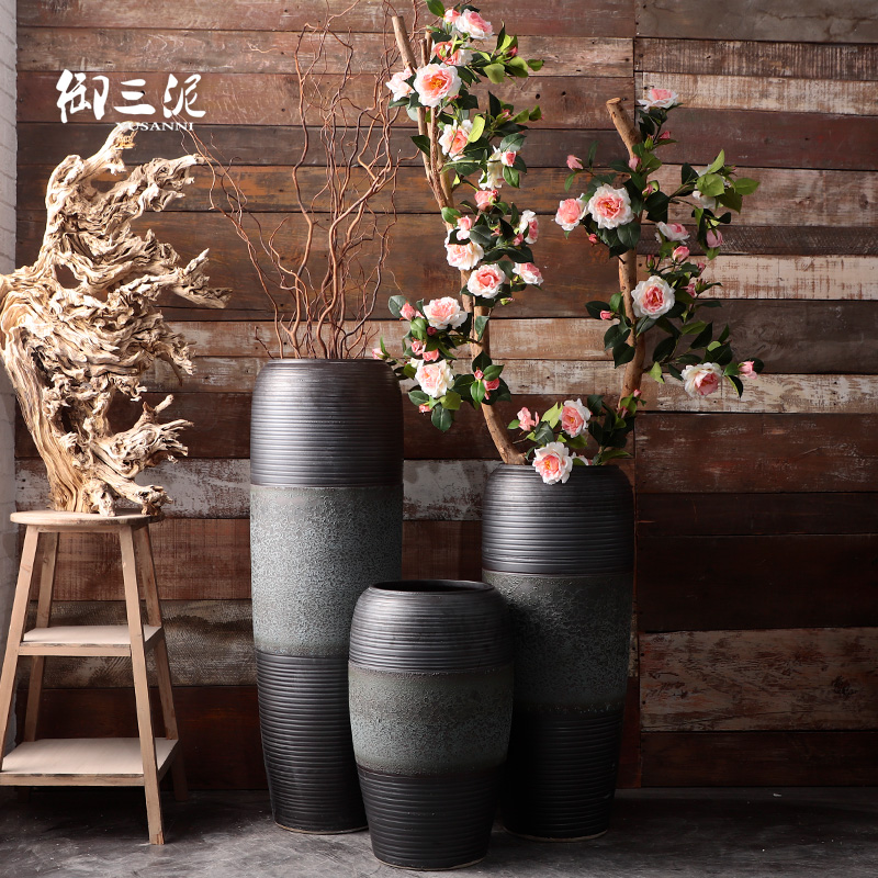 New Chinese style restoring ancient ways of jingdezhen ceramic vase hotel flower arranging furnishing articles sitting room ground in the modern pottery large flower pot