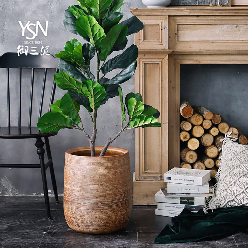 The Big vase furnishing articles sitting room ground flower arranging Nordic decoration creative household contracted green plant ceramic flower pot cylinder