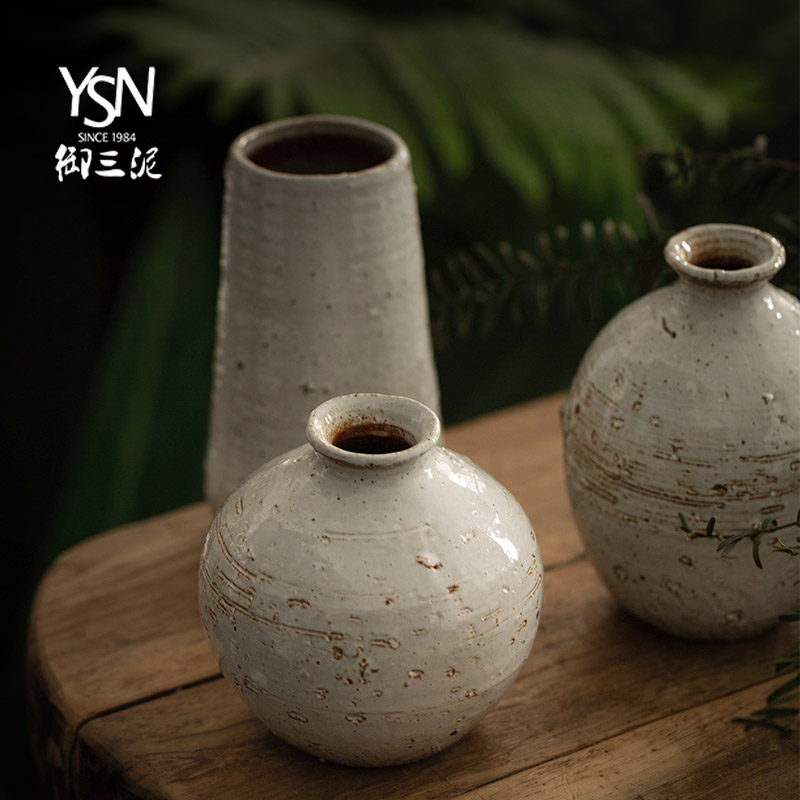 Coarse pottery clay miniature ceramic vase Japanese ceramic vase Coarse pottery flower implement tea zen Chinese style household furnishing articles