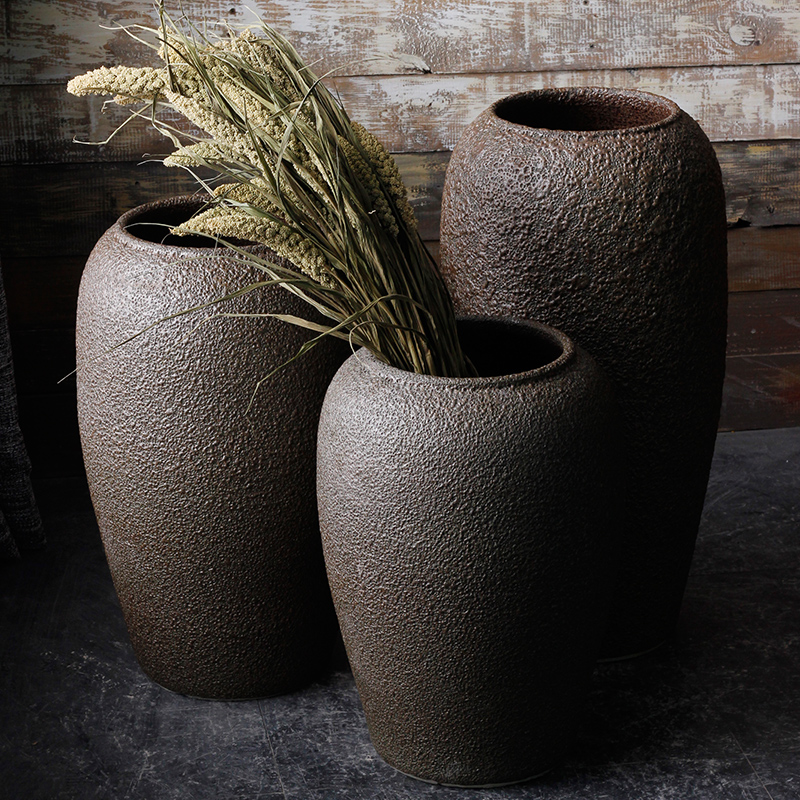 Contracted and modern flower arrangement sitting room place jingdezhen ceramic vase landing coarse pottery dried flower flower implement Japanese POTS