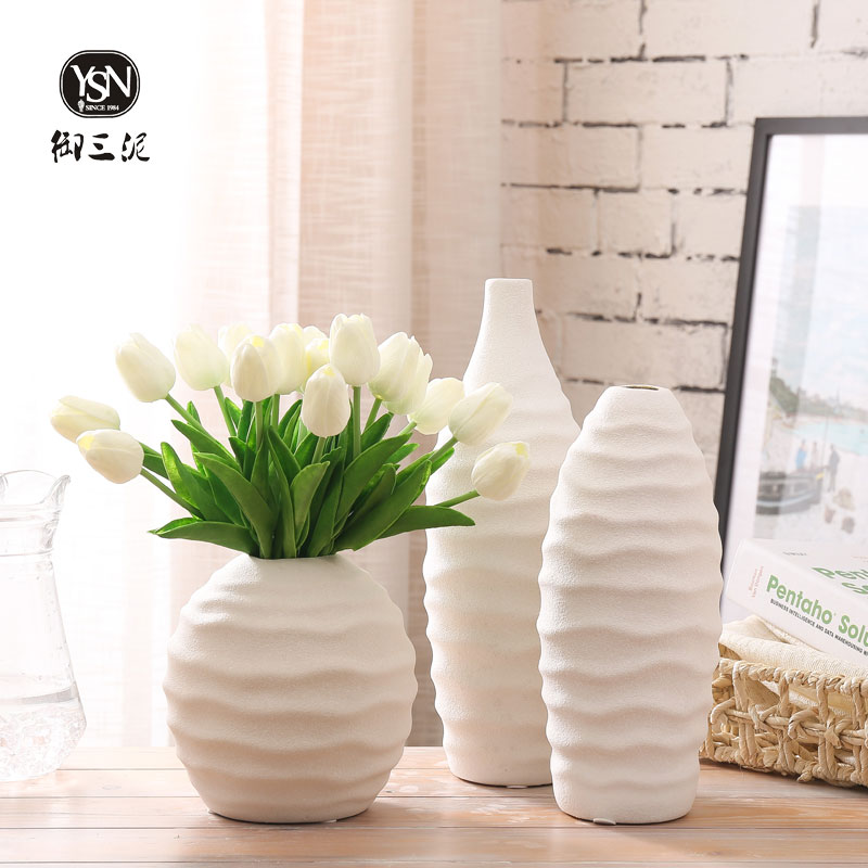 Coarse pottery white ceramic dry flower vase contracted and I the white flower arranging home sitting room ceramic furnishing articles