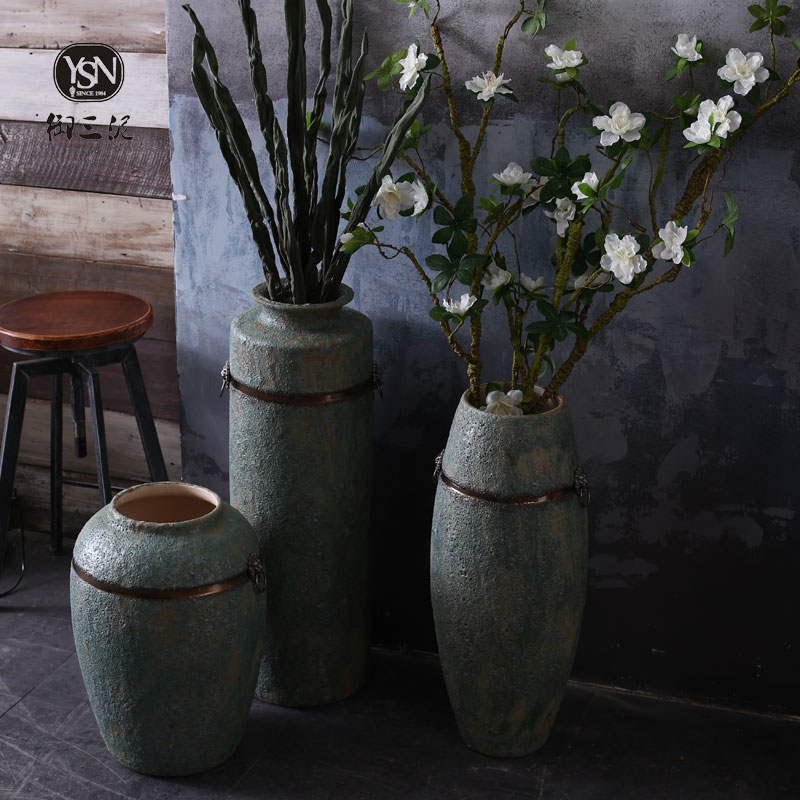 Restore ancient ways the ground vases, antique bronze, ceramic flower implement do old blue glaze Chinese wind furnishing articles drama props vase