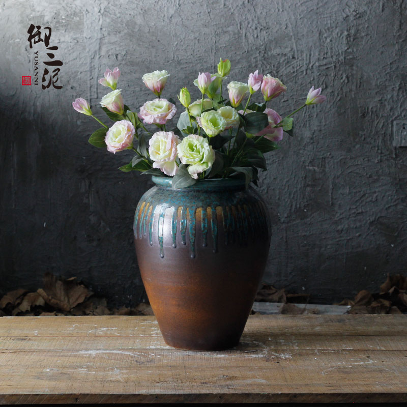 Jingdezhen archaize flow glaze vase furnishing articles jar style villa garden more meat potted flower art big flowerpot ceramics