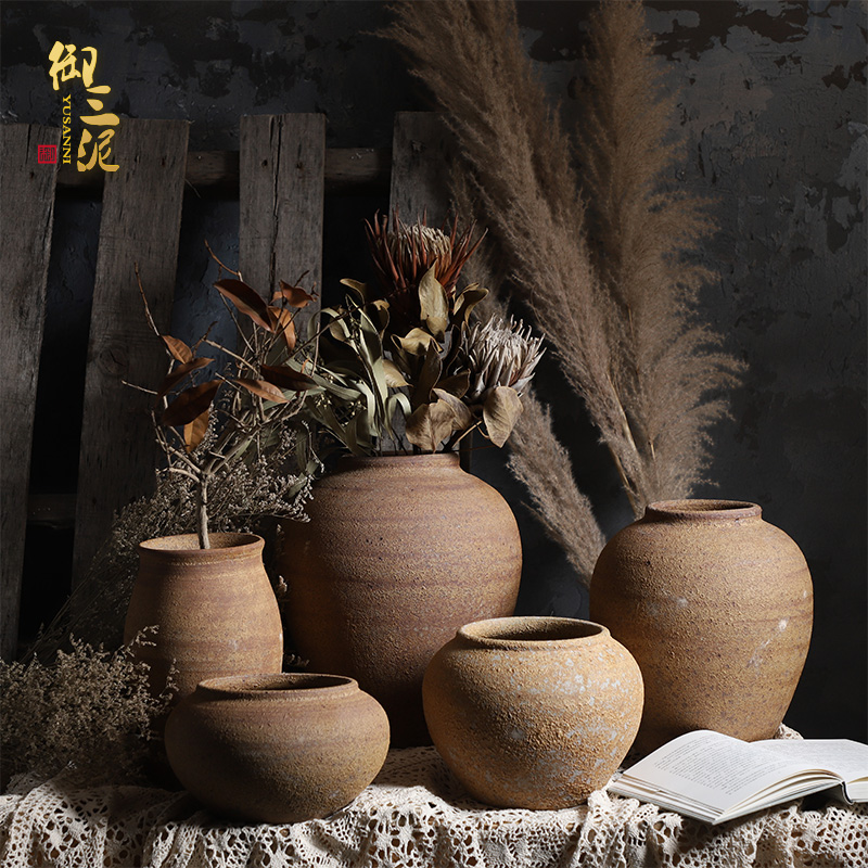 Jingdezhen checking ceramic coarse TaoHua machine dry flower vases, ceramic flower pot pottery flower arranging furnishing articles zen tea orphan works