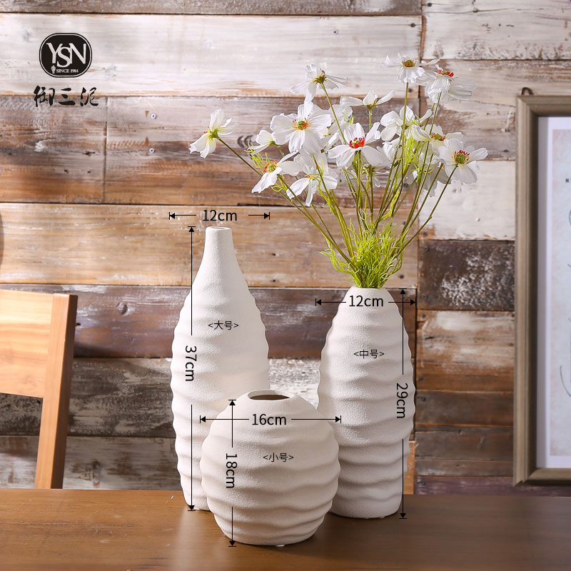 Coarse pottery white ceramic dry flower vase contracted and I the white flower arranging home sitting room ceramic furnishing articles