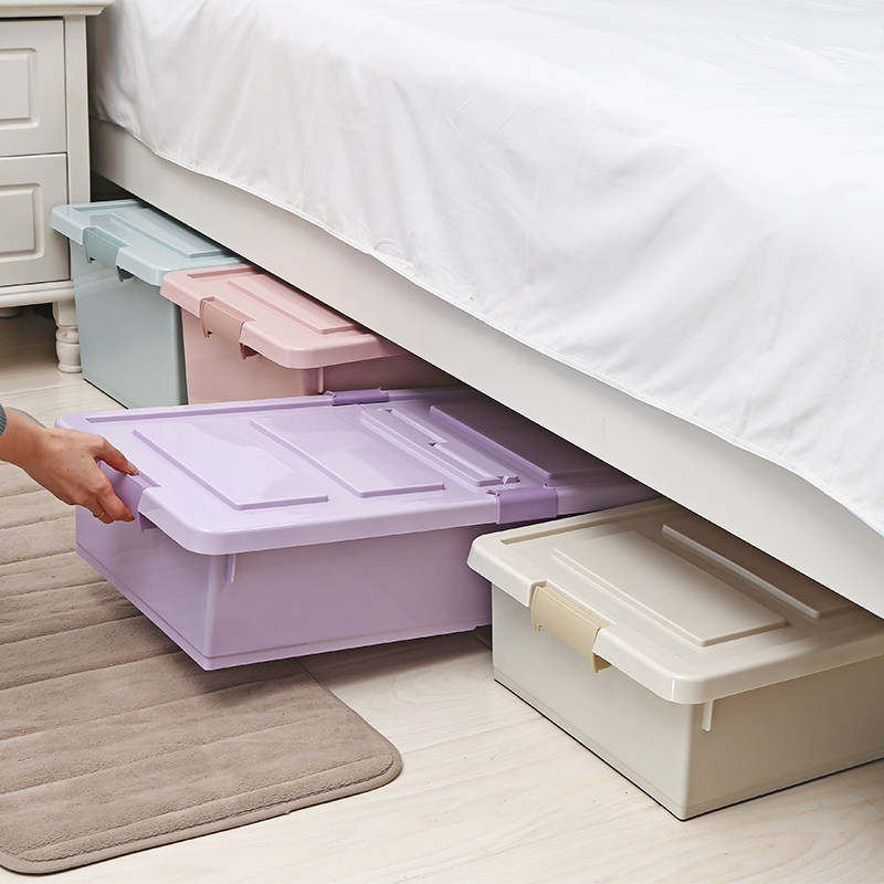 床底收纳箱扁平塑料特大号被子整理箱带滑轮床下收纳箱衣服储物箱
