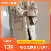 oversize cotton suit woman medium long Korean chic loose thickened rhomboid cotton coat woman over knee cotton padded jacket