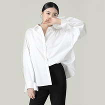 MAGGIE MA Ma Qian designer High-end Niche Design Metal Flow Su Cotton Casual Long Sleeve White Shirt Woman
