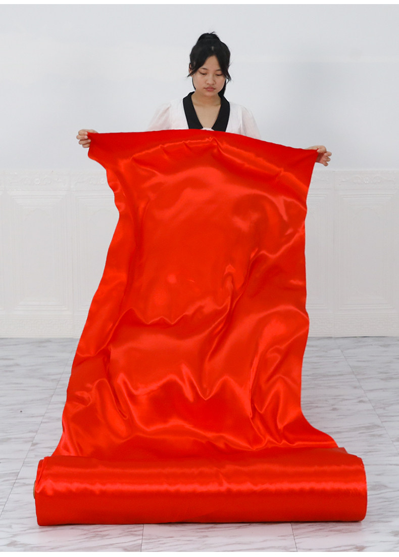 卷装喜庆红布大红布绸布缎布100米/整卷窄幅宽幅红绸布大红花球布