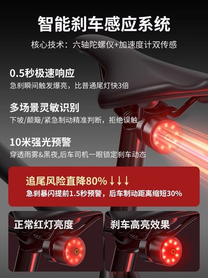 Yinnuo Mountain Bike Take Light 충전 도로 자전거 야간 방수 지능형 브레이크 감지 조명 라이딩 Yinnuo Mountain Bike Take Light 충전 도로 자전거 야간 방수 지능형 브레이크 감지 조명 라이딩
