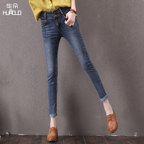 Spring and Summer 2020 new Han slim body thin elastic high waist casual small feet pencil nine denim trousers womens pants