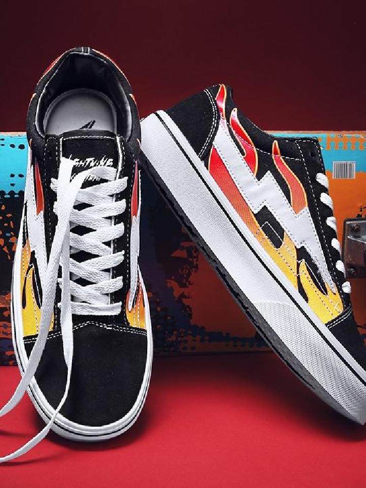 revenge闪电潮牌火焰板鞋