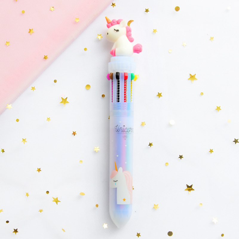 net red korean ten-color color ballpoint pen multi-color cute creative press girl multi-function student with 10-color pen