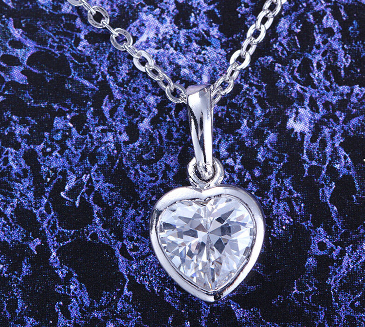 情的私饰一心一意项链,爱心项链,925银镶嵌锆石,真锆钻闪闪亮