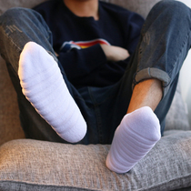 Zimons mens towel bottom boat socks thickened terry low-top sports caterpillar pure cotton basketball socks white socks tide