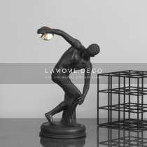 Modern creative sports figure sculpture ornaments throwing discus black white Study Office Home Furnishings