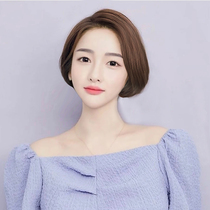 Medium wig Womens short hair Full headgear Wig set Womens real hair Hair set headgear Real human hair All really natural