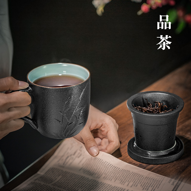 With the ceramic filter With cover keller high - capacity portable office cup tea tea tea cup