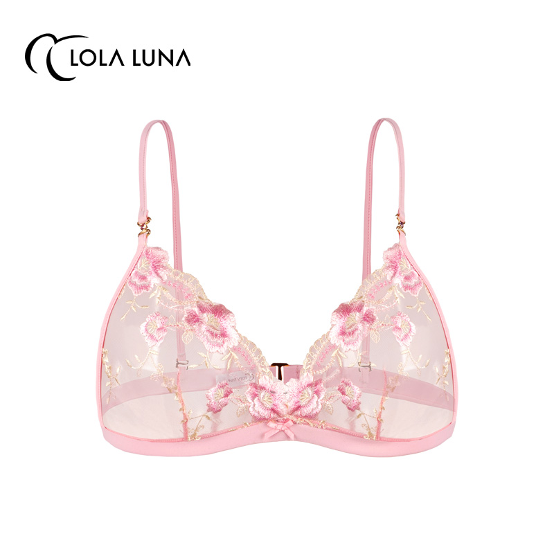 French Lola Luna Art Underwear [Powder Crystal] Girl Pink Traceless Cup Bra Female