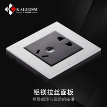 Karlosim switch socket set 86 aluminum-magnesium wire open panel modern home hotel decoration silver