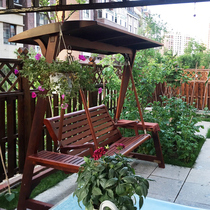 Swing outdoor courtyard garden hanging chair outdoor terrace rocking chair anticorrosive wood leisure balcony home chair solid wood swing