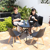 Outdoor table and chair courtyard garden terrace balcony small table and chair combination milk tea coffee dessert shop leisure chair dining chair