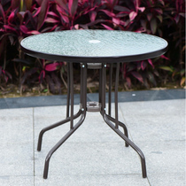 Single sale outdoor glass round table coffee table table square round milk tea shop outdoor balcony courtyard garden table and chair