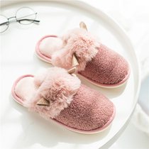 Lunar Slippers Womens Autumn Winter Warm Non-slip Indoor Pregnant Women Shoes Outwear Big Code Thick Underfur Postpartum Cotton Slippers