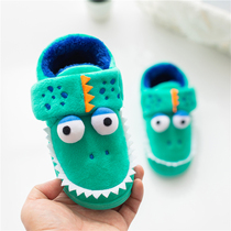 Child Cotton Slippers Bag Heel Autumn Winter Thick Bottom Non-slip Boy Cartoon Non-slip Kindergarten Baby Warm Home Shoes