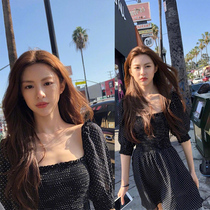 sandro asw bubble sleeveless dress woman 2022 summer new cashew slim square collar snowspun polo spot short dress