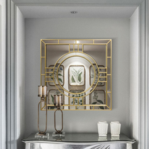 Modern Chinese corridor porch art mirror ins decorative mirror light luxury background wall hanging mirror square wall decoration mirror