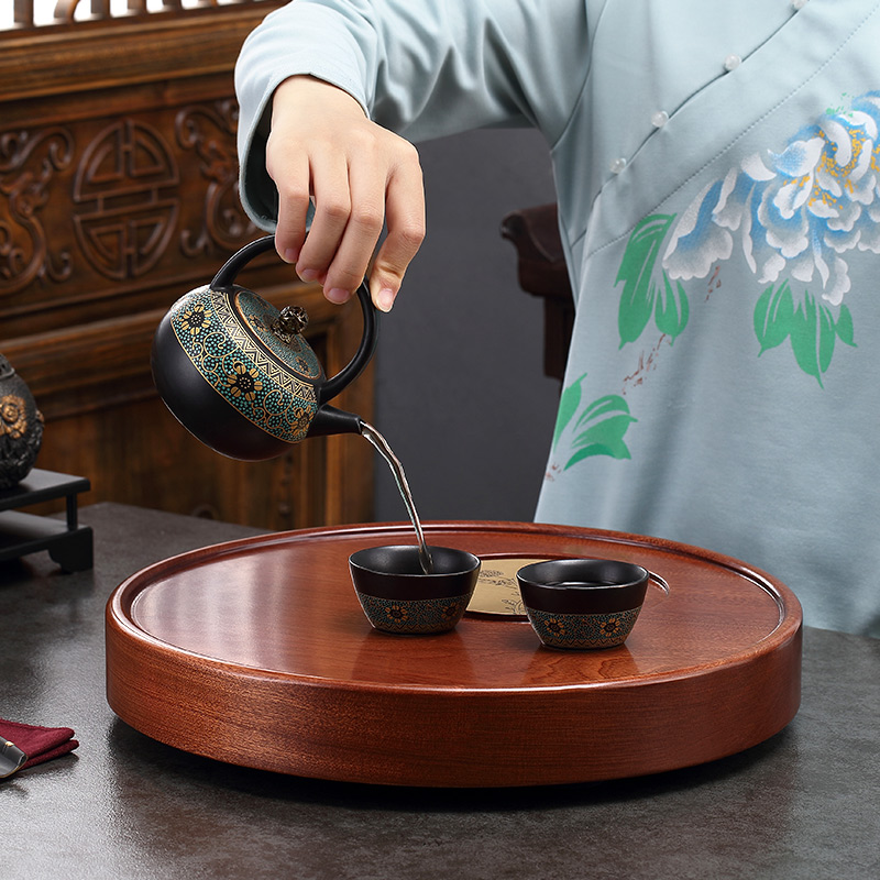 Morning high rosewood wood tea tray was circular household whole logs from the national Taiwan university, I and contracted with drainage