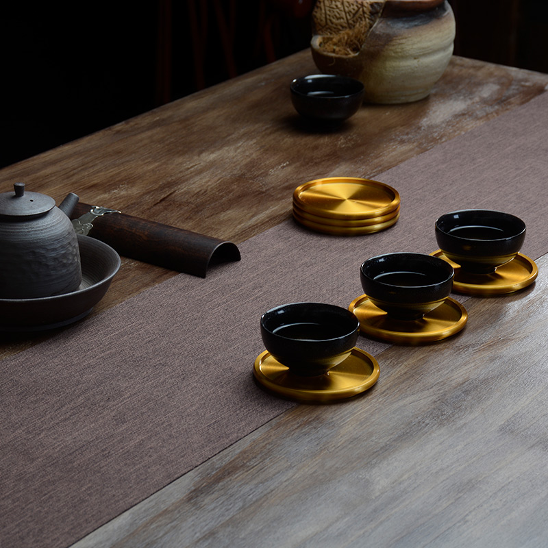 Morning high thickening coasters Chinese style household copper shim insulation pad tea cups kung fu tea set with parts books