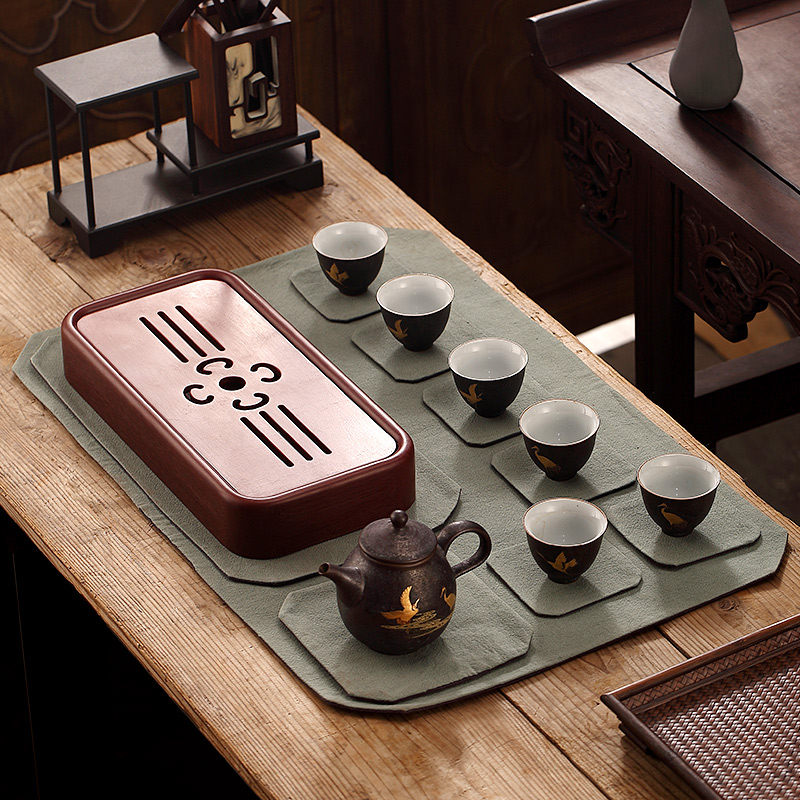 Morning high Chinese zen cup mat cotton and linen tea table as pad dry tea mat of a complete set of suit the teapot