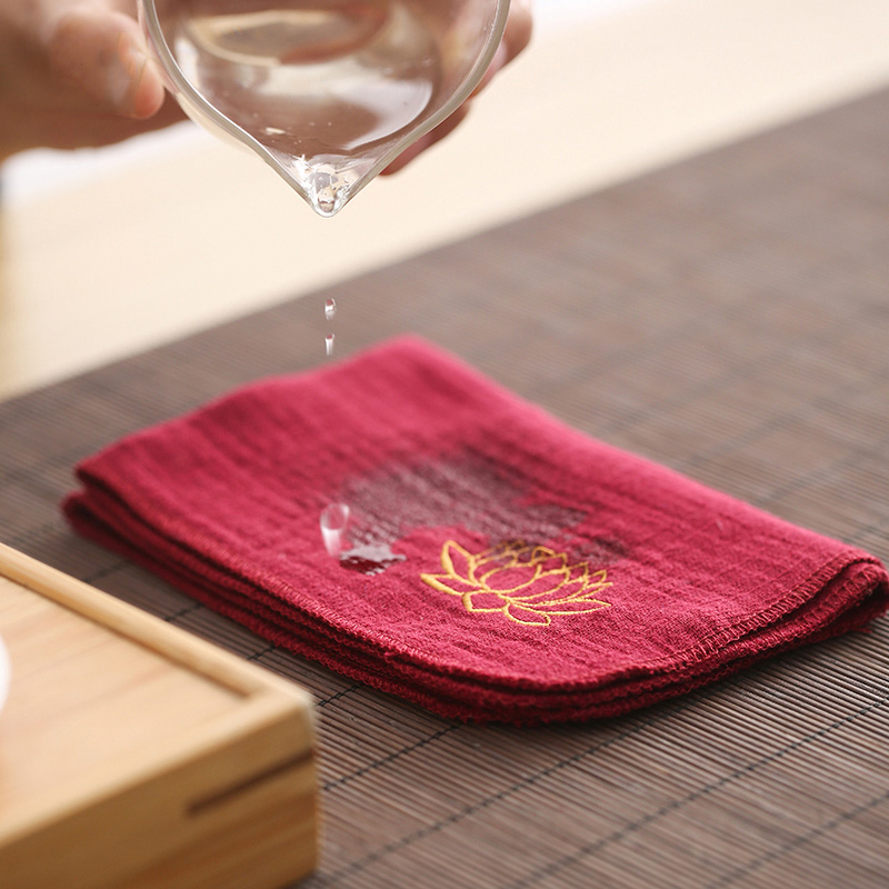 Morning high suction cotton embroidery tea towel with thick tea towel cloth printing quadrate tea special tea tray towel cloth