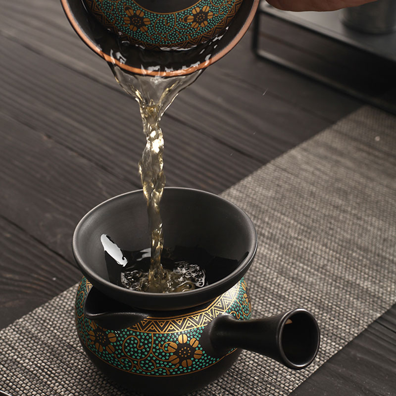 Morning old calcining high Taiwan tea set suit, black pottery teapot household contracted tea cups, a complete set of gift box