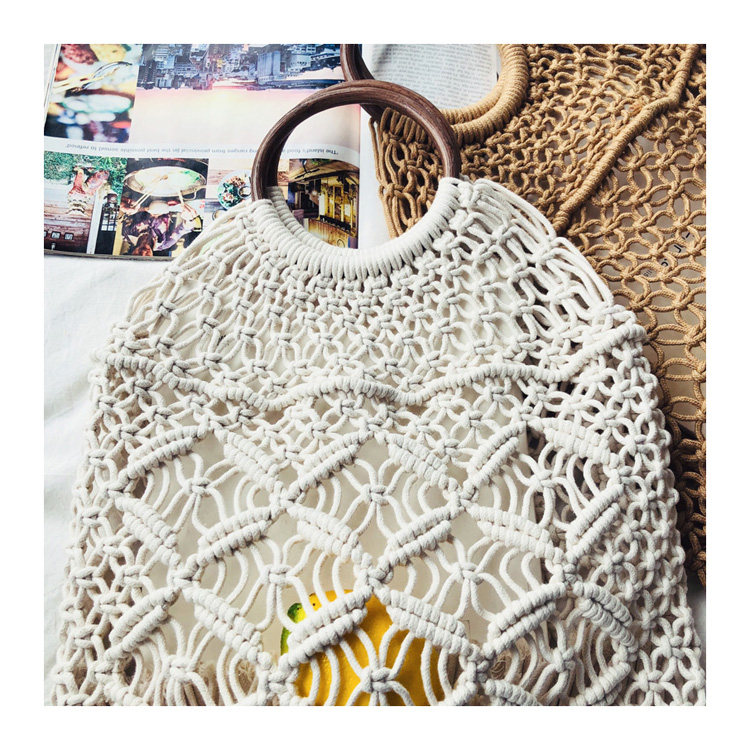 编织包沙_zyi森系网红同款渔网女韩版单肩草编镂空包森系度假沙 - 阿