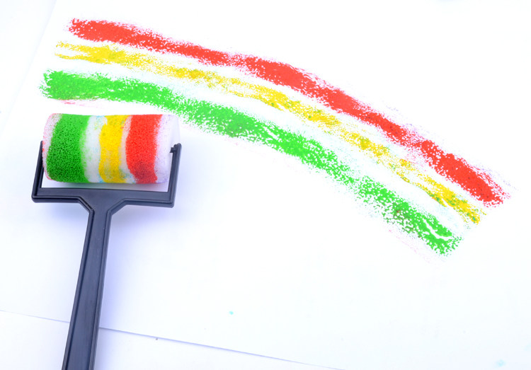 海绵画刷滚筒刷圆形海绵印章拓印颜料diy绘画刷子画幼儿园涂鸦刷