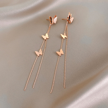 Retain recommended earrings female 2021 New Tide earrings long tassel chain temperament simple versatile Net red ear ornaments