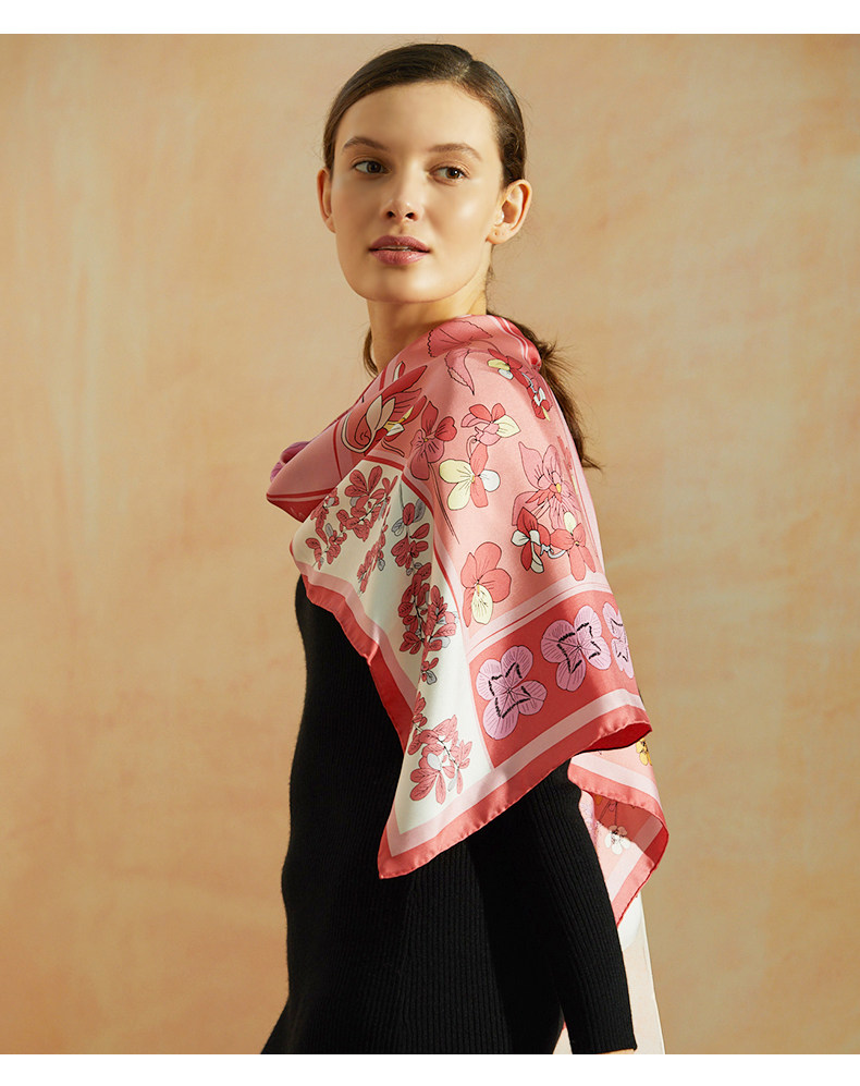 marjakurki玛丽亚古琦真丝丝巾女夏季春秋印花大方巾妈妈薄款