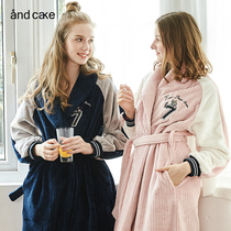Winter womens coral velvet nightgown embroidered flannel bathrobe extended thick plus velvet autumn and winter warm pajamas