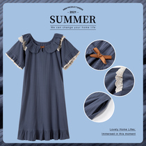 Night dress female summer pure cotton princess style thin section 2021 new pajamas short-sleeved lace cute long skirt spring and autumn days