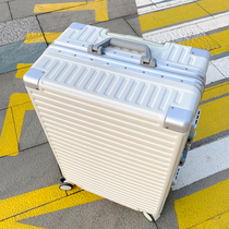 High face value aluminum frame suitcase woman 20 leather case pull bar box male 24 inch student sturdy and durable superior sense suitcase