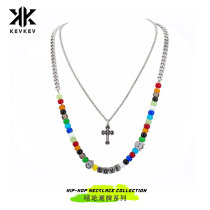 Official authentic punk show-off titanium steel beads speed cross necklace men trend fashion hip-hop