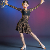 Vaticali Latin Dance Girls Girls Long-sleeved Hanvel Split Costume Performance Costume Two Packages