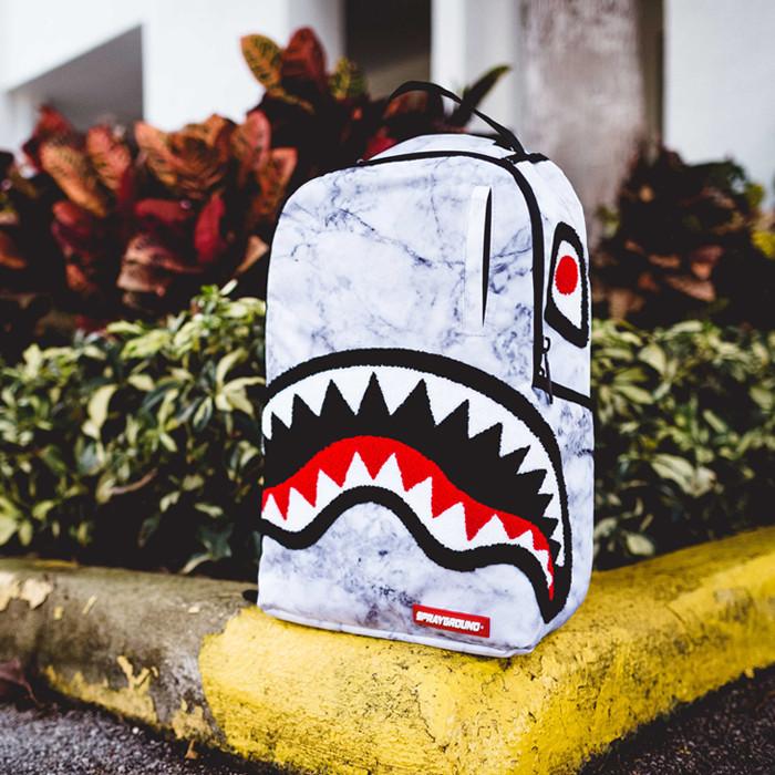 美国代购 sprayground white marble shark 大理石 鲨鱼 双肩包_7折