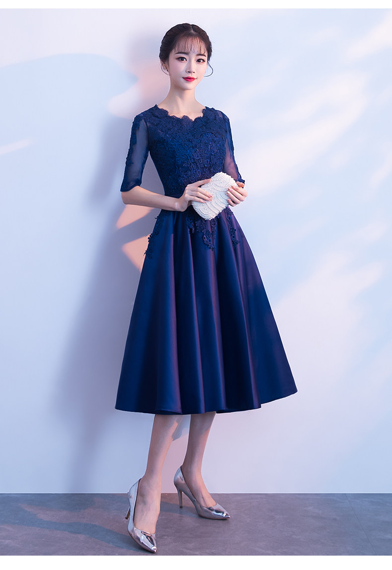 年会晚礼服女2017新款冬季宴会优雅主持人端庄大气中长款显瘦中袖