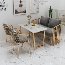 Nordic Milk Tea Shop Café Coffee Room Table And Chairs Combo Net Red Sweet Egg Pastry Shop Clothing Shop Casual Cassette Double Sofa