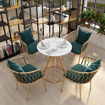 Dessert Milk Tea Shop Table And Chairs Combo Net Red Backrest Casual Bar Café Beauty Salon Photoshop Talk Single Table Four Chairs