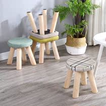 Small Stool Solid Wood Living Room Tea Table Sofa High Stool Home Small Chair Adult Board Stool Changing Shoes Stool Creative Short Stool